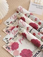 Vintage Red Roses Wrapping Paper - Image 4