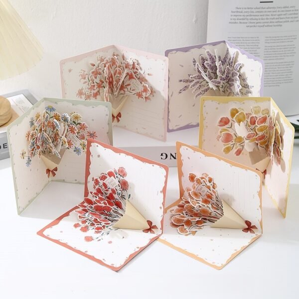 Pop-Up Flower Bouquet Greeting Card with Envelope