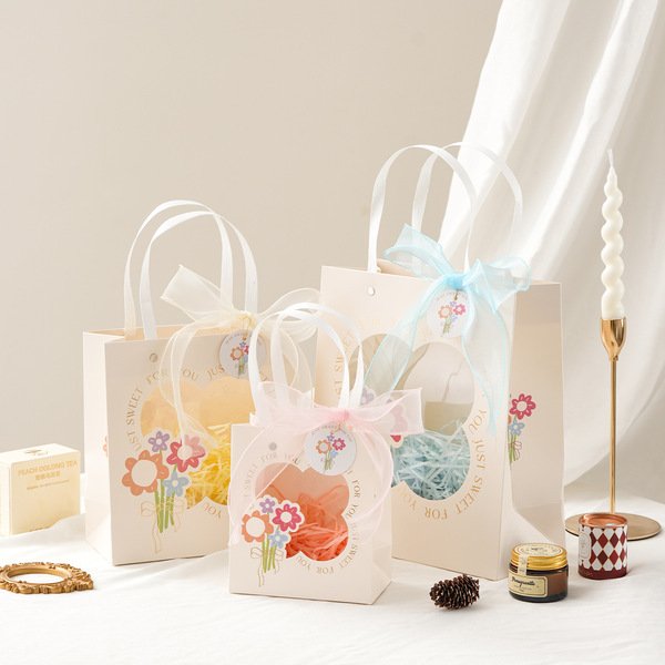 Hand Held Transparent Window Paper Gift Bag