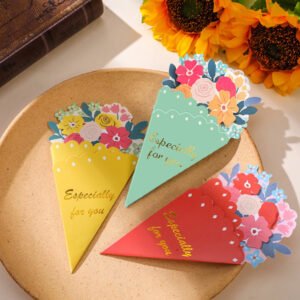 Three-dimensional Bouquet Blessing Geeting Card Individually Wrapped with Envelope