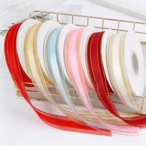 Mid Section Gold Edged Snow Yarn Ribbon