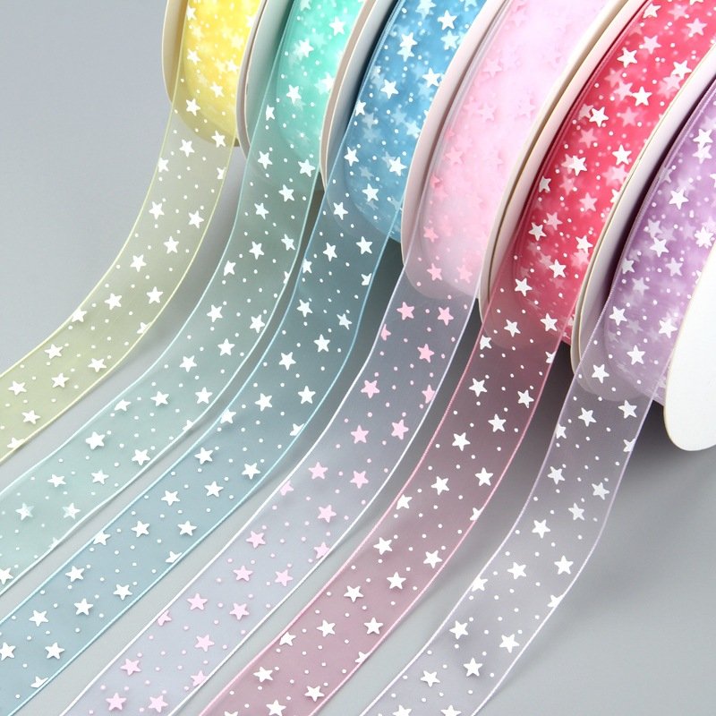 Star Printed Snow Yarn Ribbon