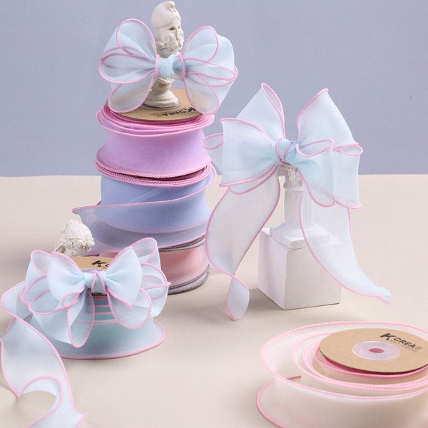 Colorful Edge Chiffon Sheer Ribbon