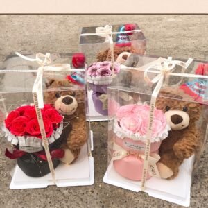 Bear Doll Bouquet Eternal Flower Hug Bucket