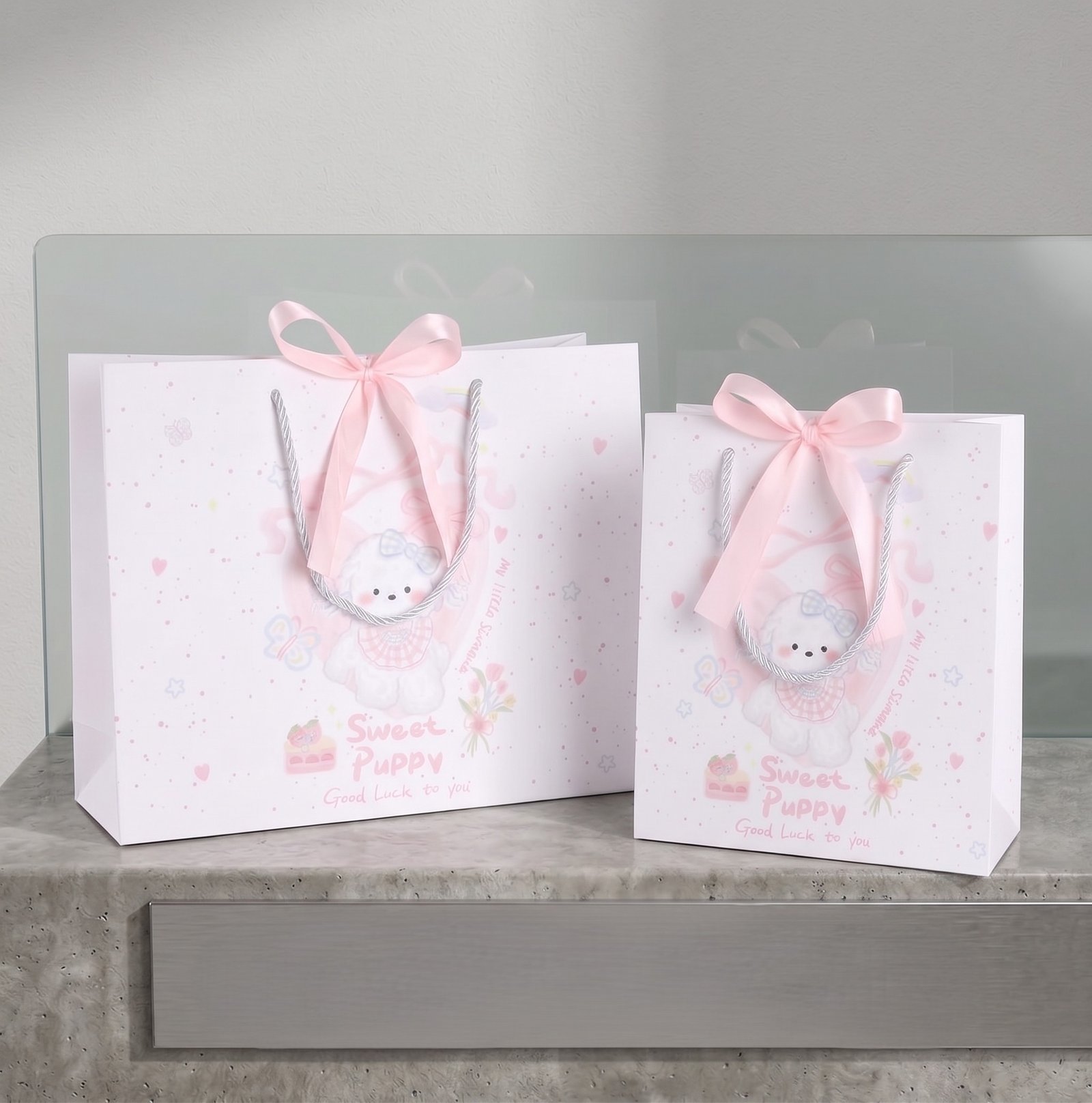 Pink Sparkle Pup Favor Bag