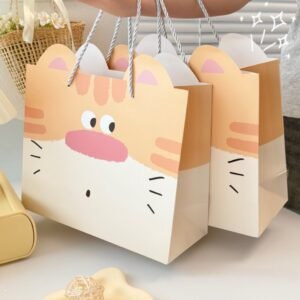 Orange Cat White Card Gift Bag