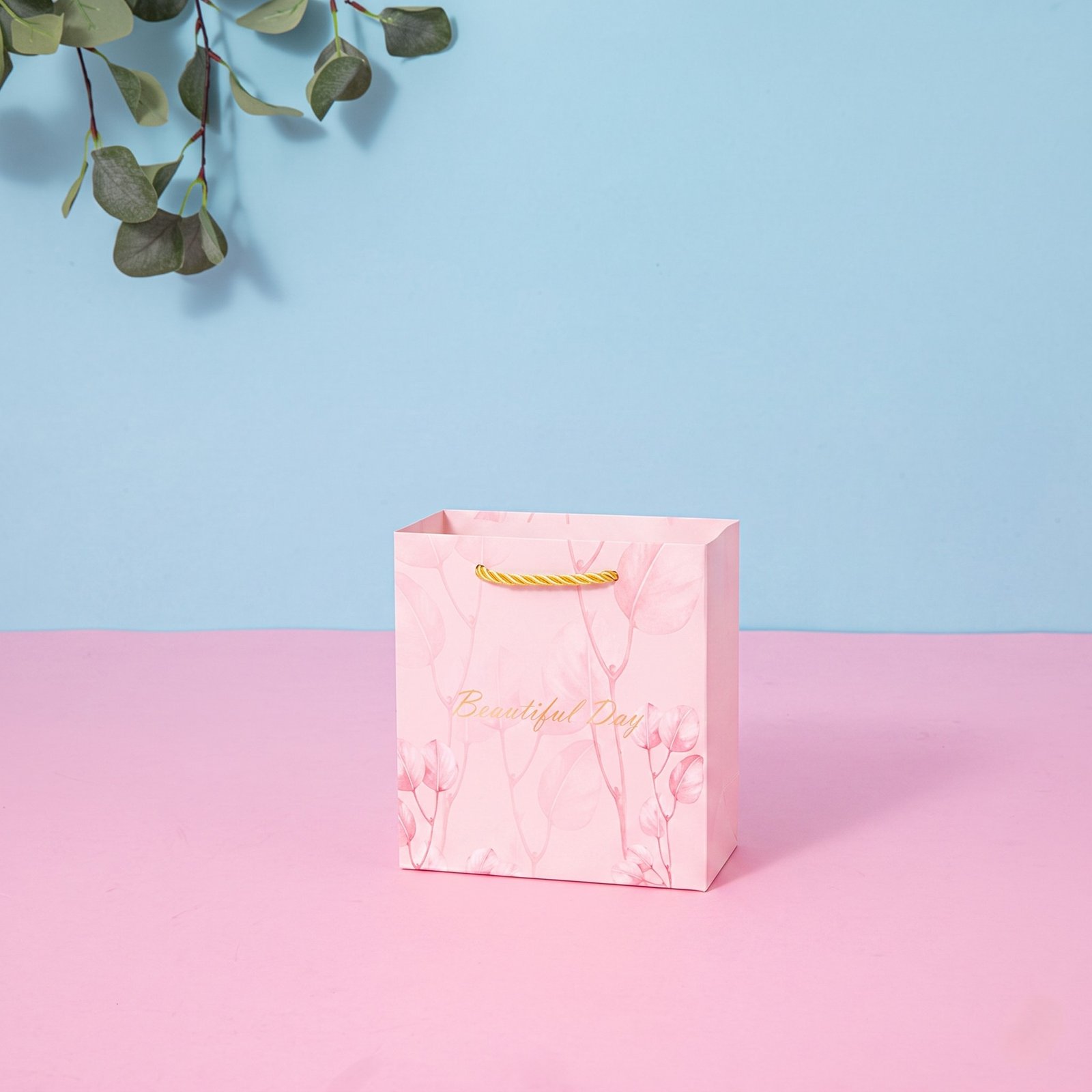 Pink Leaves Beautiful Day Gift Bag - Image 2