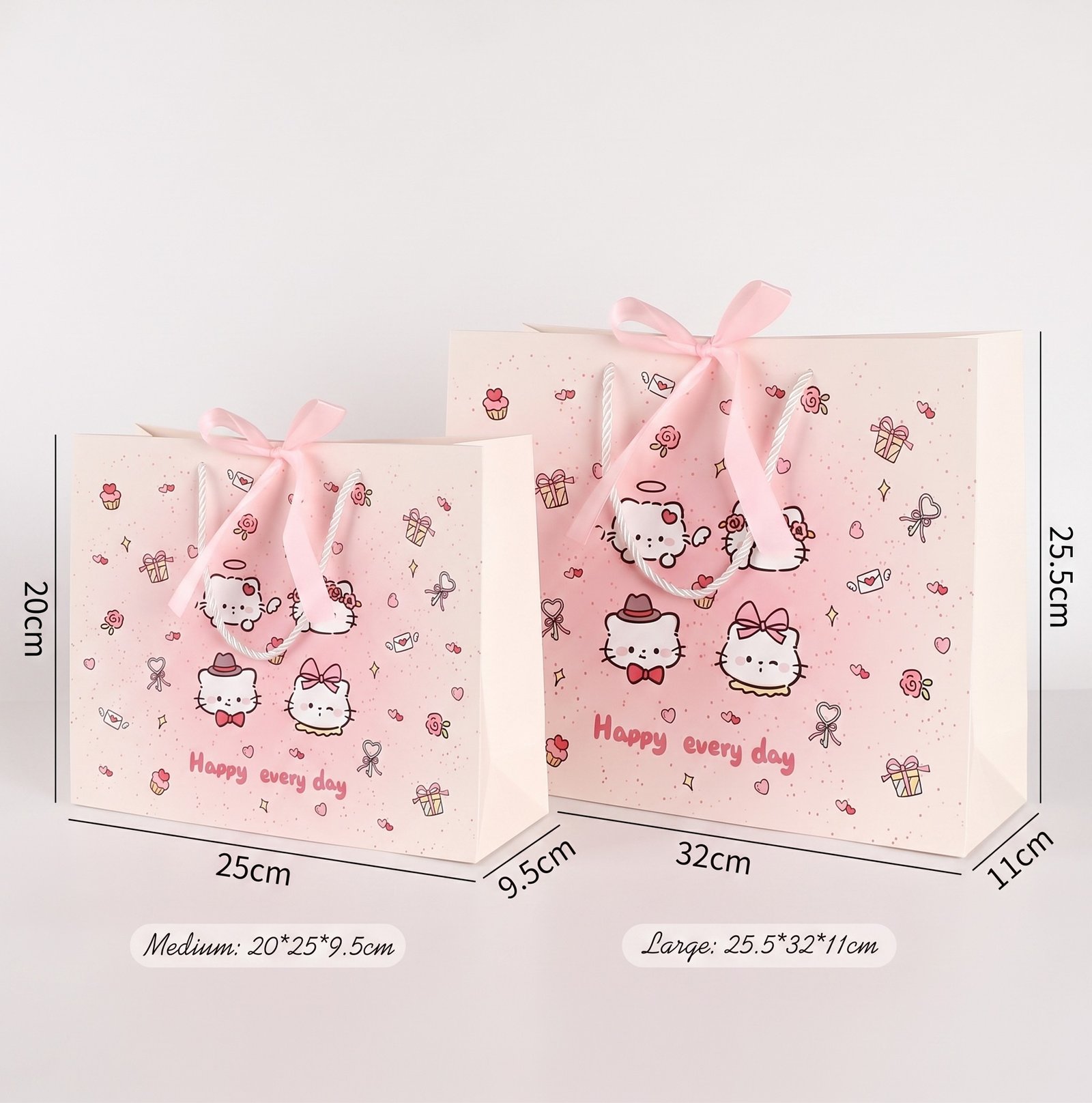 Angel Kitty & Bows Ribbon Bag
