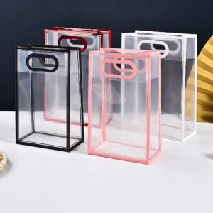 Pink Transparent Frosted Tote Souvenir Gift Bag