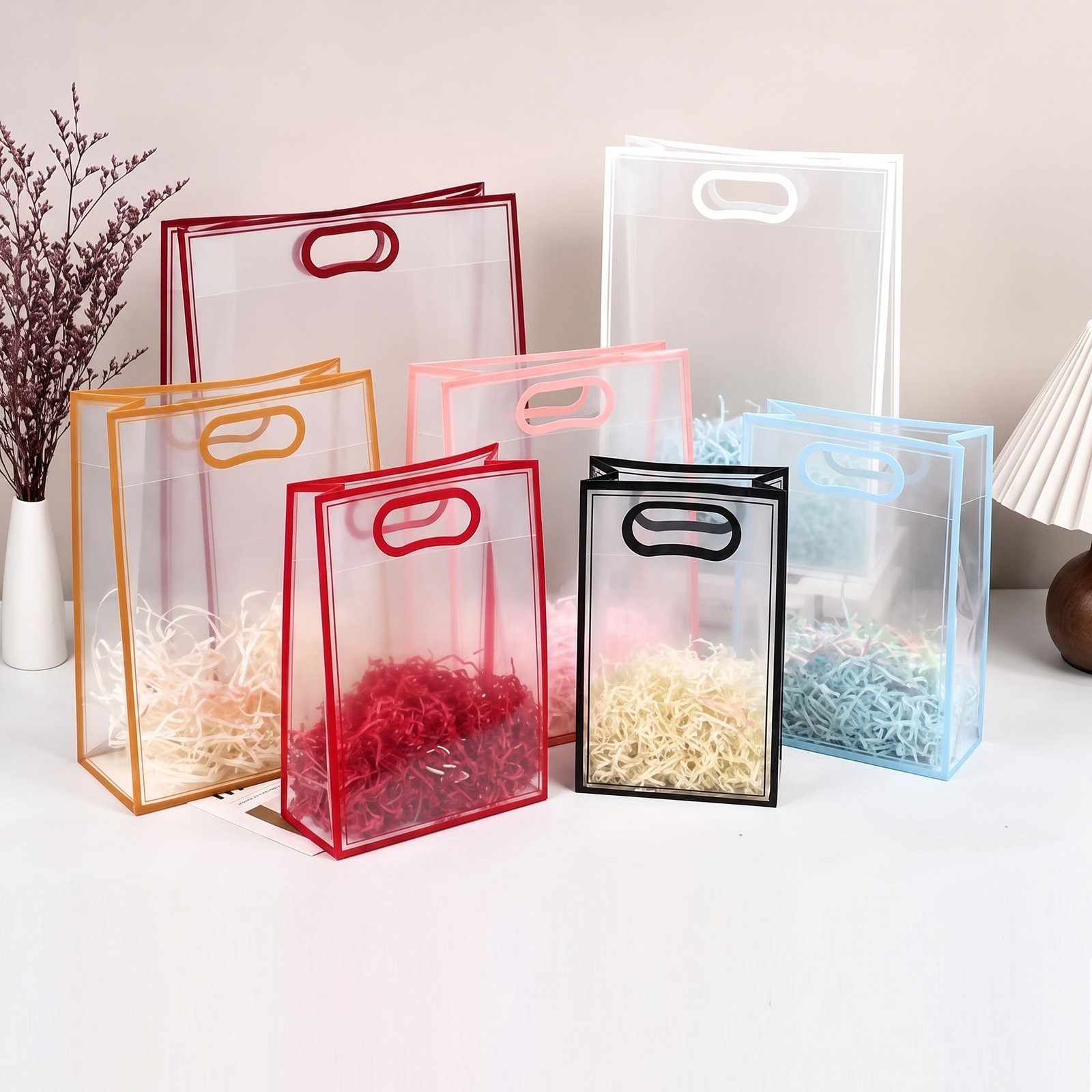 White Transparent Frosted Tote Souvenir Gift Bag