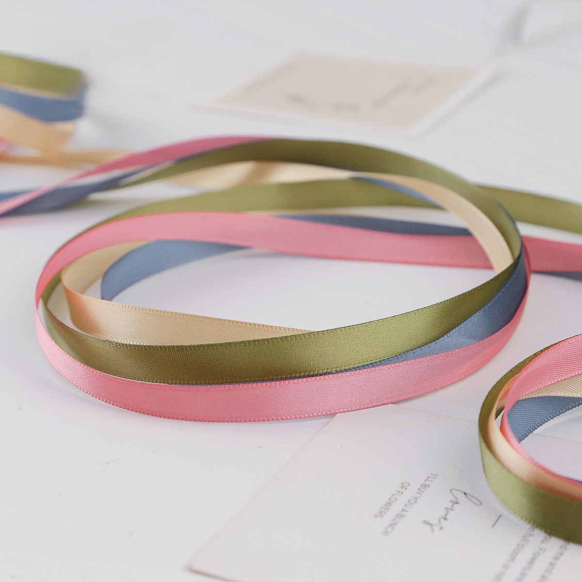 Thin Double Sided Matte Silk Ribbon - Image 2